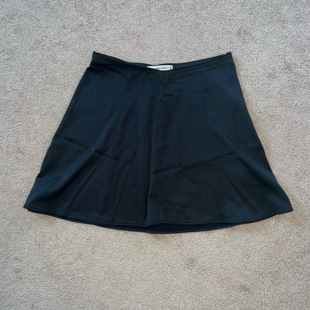 NWT Abercrombie & Fitch Black Satin Mini Skater Skirt